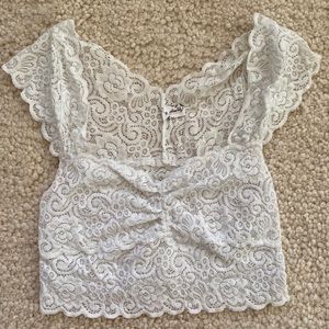 Crop lace white free people too size xs